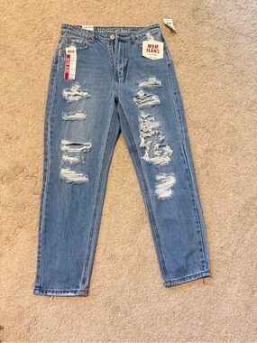GOGO Distressed Mom Jeans - Light Blue